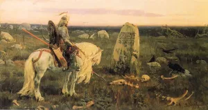 A Knight at the Crossroads by Viktor Vasnetsov - Oil Painting Reproduction