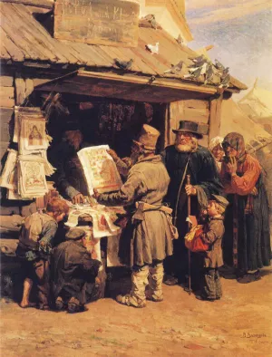 At a Bookseller's by Viktor Vasnetsov - Oil Painting Reproduction