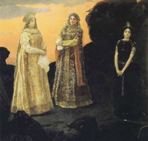 The Three Tsarevnas of the Underground Kingdom by Viktor Vasnetsov Oil Painting