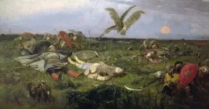 After Igor Svyatoslavich's fighting with the Cumans by Victor Mikhailovich Vasnetsov Oil Painting