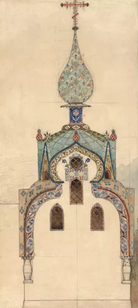 Chapel on the grave of Andrey Mamontov by Victor Mikhailovich Vasnetsov Oil Painting