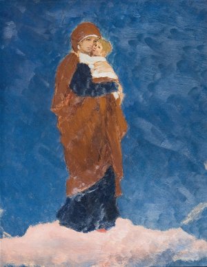 Virgin Mary, Study by Victor Mikhailovich Vasnetsov Oil Painting
