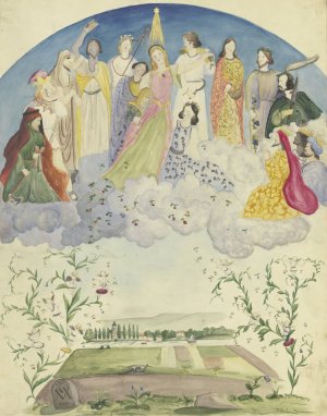 Blumen uber Eine Landschaft Streuende Und Ausschuttende Flora, Umgeben Von Dionysischen, Biblischen Und Historischen Gestalten by Victor Muller Oil Painting