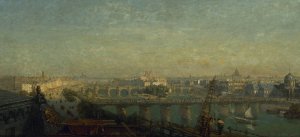 Paris du cote du levant; vue prise des toits du Louvre by Victor Navlet Oil Painting