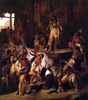 Pocahontas and John Smith by Victor Nehlig Oil Painting