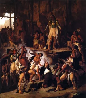 Pocahontas and John Smith by Victor Nehlig - Oil Painting Reproduction