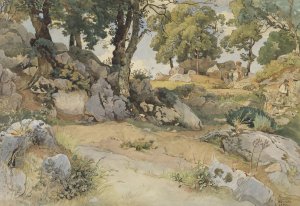 Rocks and Oaks in the Serpentara by Victor Paul Mohn Oil Painting