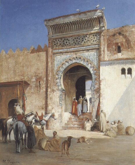 Main Product Photo of Arabs Outside the Mosque Painting by Victor Pierre Huguet