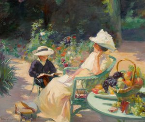 Caline et Jean Lisant by Victor Tardieu Oil Painting
