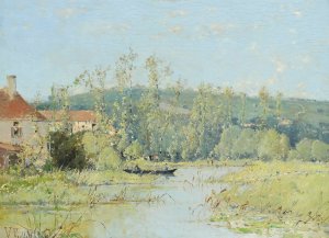 A Punt On The River by Victor Viollet-Le-Duc Oil Painting
