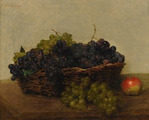 Basket with grapes by Victoria Fantin-Latour Oil Painting