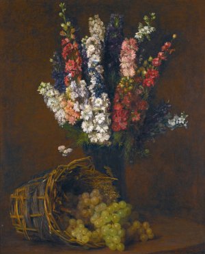 Pieds d'alouette et raisins blancs by Victoria Fantin-Latour Oil Painting