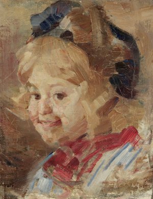 Head of a Girl by Vidosava Kovacević Oil Painting