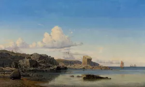 Randcleven at Gudhjem on the eastcoast of Bornholm by Viggo Fauerholdt Oil Painting