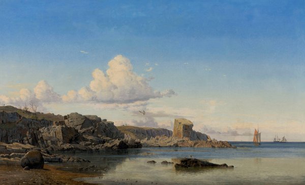 Randcleven at Gudhjem on the eastcoast of Bornholm  by Viggo Fauerholdt - Hand-Painted Oil Painting Reproduction