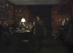 Evening Talk by Viggo Johansen Oil Painting