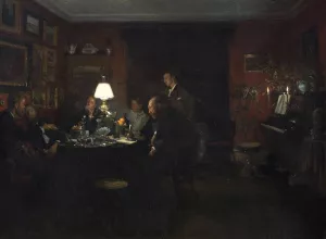 Evening Talk by Viggo Johansen Oil Painting