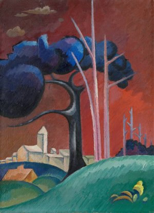 Landscape with Factory by Lake, II by Viking Eggeling Oil Painting