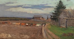 Homecoming Cattle in the Moonlight by Viktor Ignatiev Oil Painting