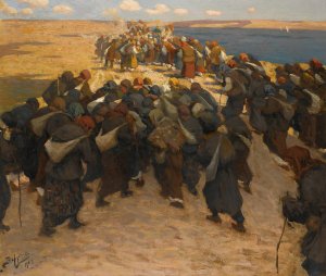 Crowd of Pilgrims by Viktor Ivanovich Zarubin Oil Painting