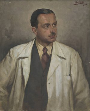 Man In A White Coat by Viktor Kiss Oil Painting