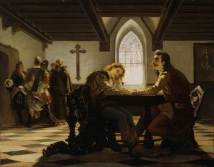 Peter Zrinyi and Kristof Frangepan in Prison at Wiener Neustadt by Viktor Madarasz Oil Painting