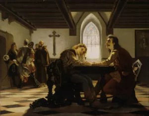 Peter Zrinyi and Kristof Frangepan in Prison at Wiener Neustadt by Viktor Madarasz Oil Painting