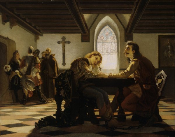 Main Product Photo of Peter Zrinyi and Kristof Frangepan in Prison at Wiener Neustadt Painting by Viktor Madarasz