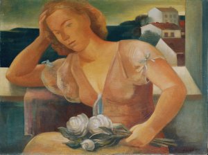 Die Gattin des Kunstlers mit Blumen by Viktor Planckh Oil Painting