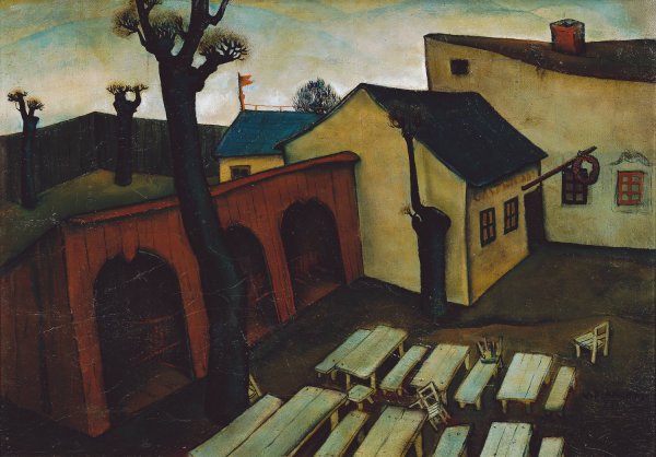 Gasthaus in der Vorstadt  by Viktor Planckh - Hand-Painted Oil Painting Reproduction