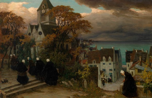 Main Product Photo of Breton women on their way to mass  Painting by Viktor Zarubin