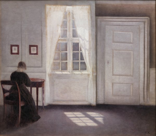 Main Product Photo of A Room In The Artist's Home In Strandgade, Copenhagen, With The Artist's Wife Painting by Vilhelm Hammershoi