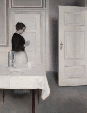 Ida Reading A Letter by Vilhelm Hammershoi Oil Painting