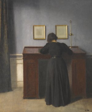 Ida Standing At A Desk by Vilhelm Hammershoi Oil Painting