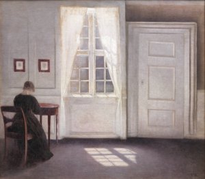 Interior in Strandgade, Sunlight on the Floor by Vilhelm Hammershoi Oil Painting