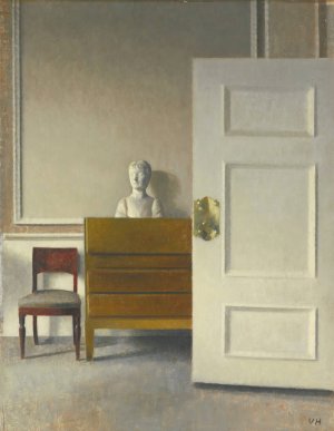 Interior with a bust by Vilhelm Hammershoi Oil Painting