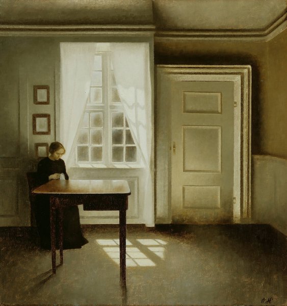 Main Product Photo of Interior With A Lady  Painting by Vilhelm Hammershoi