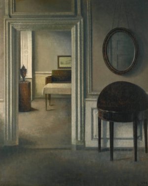 Interior With A Mirror by Vilhelm Hammershoi Oil Painting