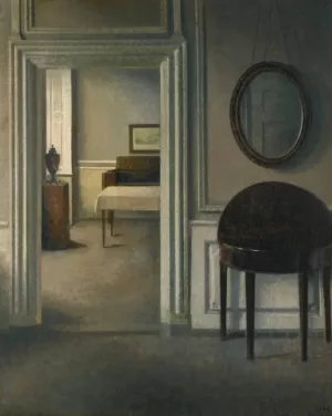 Interior With A Mirror by Vilhelm Hammershoi Oil Painting