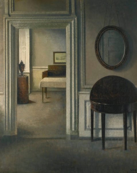 Main Product Photo of Interior With A Mirror Painting by Vilhelm Hammershoi