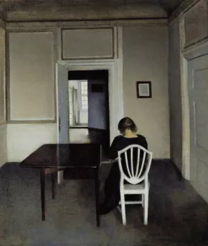 Interior With Ida in A White Chair by Vilhelm Hammershoi Oil Painting