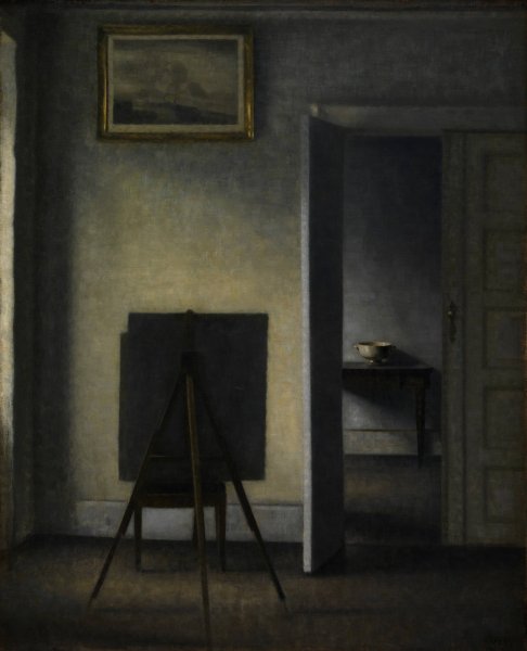 Interior with the Artist's Easel by Vilhelm Hammershoi - Hand-Painted Oil Painting Reproduction