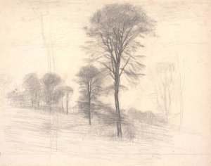 Landskab med spredte traeer. 'Ryet'ved Farum So by Vilhelm Hammershoi Oil Painting