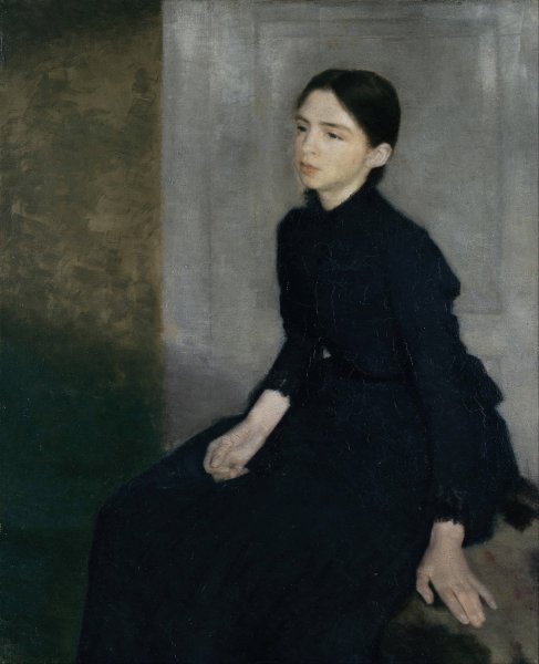 Main Product Photo of Portrait of a young woman. The artist's sister Anna Hammershoi  Painting by Vilhelm Hammershoi
