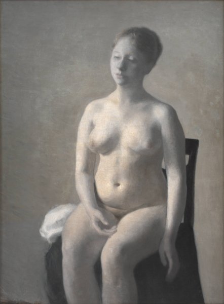 Seated Female Nude  by Vilhelm Hammershoi - Hand-Painted Oil Painting Reproduction