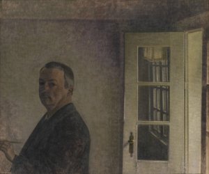 Self-Portrait. The Cottage Spurveskjul at Sorgenfri, North of Copenhagen by Vilhelm Hammershoi Oil Painting
