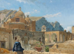 A Young Boy Seated On A Wall, Overlooking Capri by Vilhelm Kyhn Oil Painting