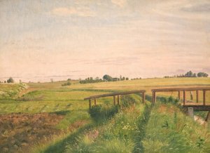 Marklandskab med en bro by Vilhelm Kyhn Oil Painting