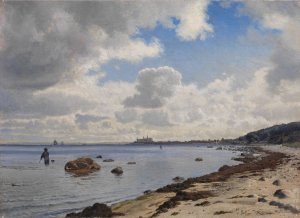 Sjaellands nordkyst med udsigt til Kronborg by Vilhelm Kyhn Oil Painting