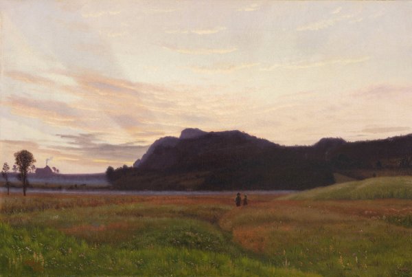 Main Product Photo of Young Couple In The Blooming Clover Field  Painting by Vilhelm Kyhn